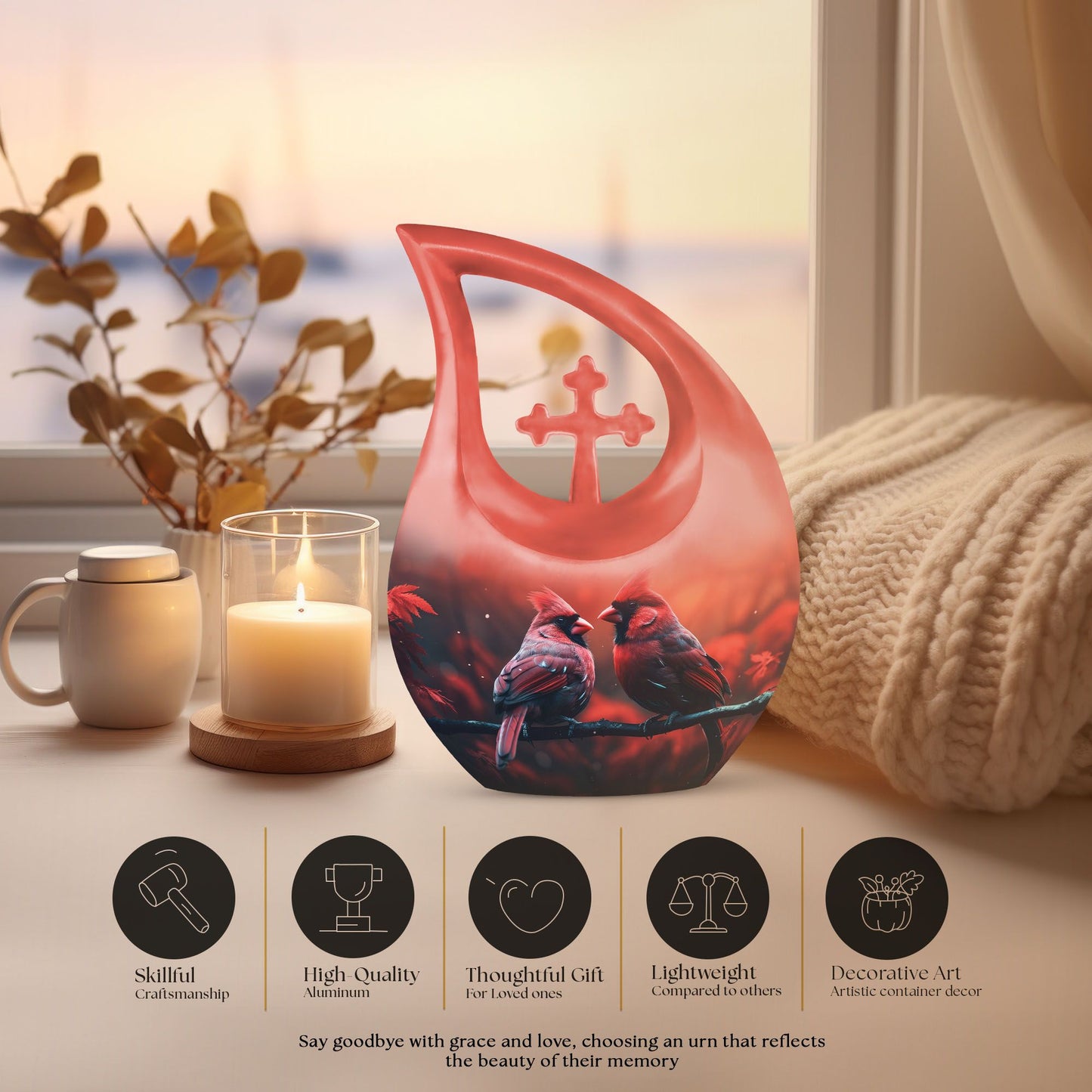 Cardinal Bird Themed Cremation Urn
