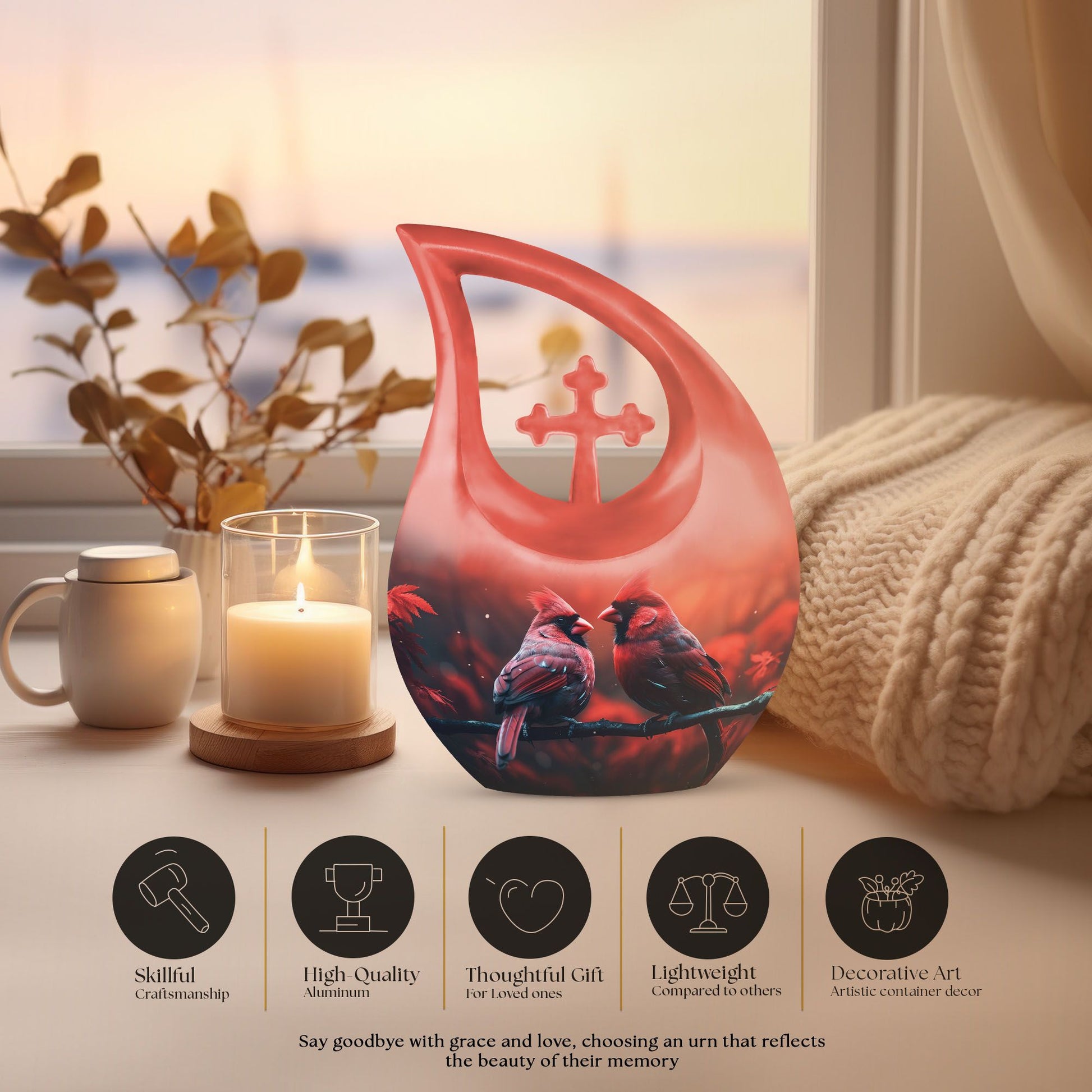 Cardinal Bird Themed Cremation Urn
