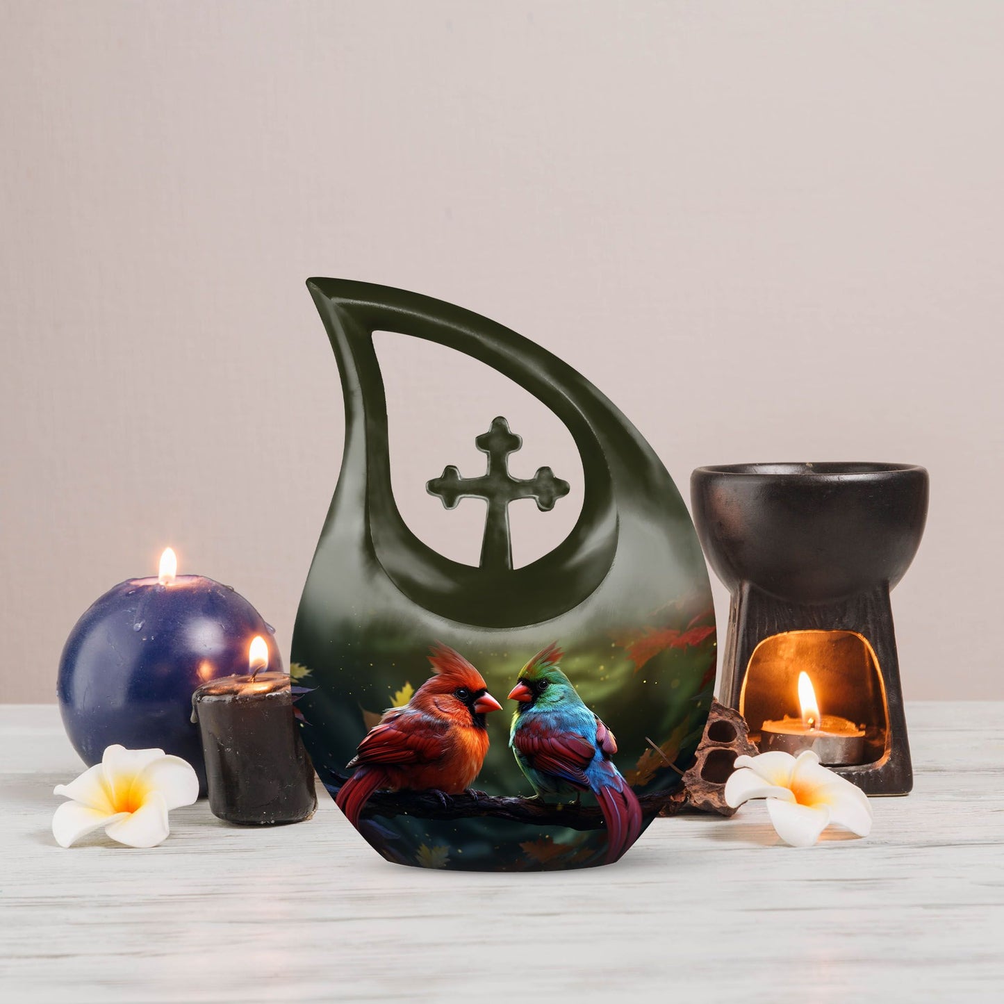 Cardinal Bird-themed Cremation Memorial Urn