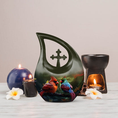 Cardinal Bird-themed Cremation Memorial Urn