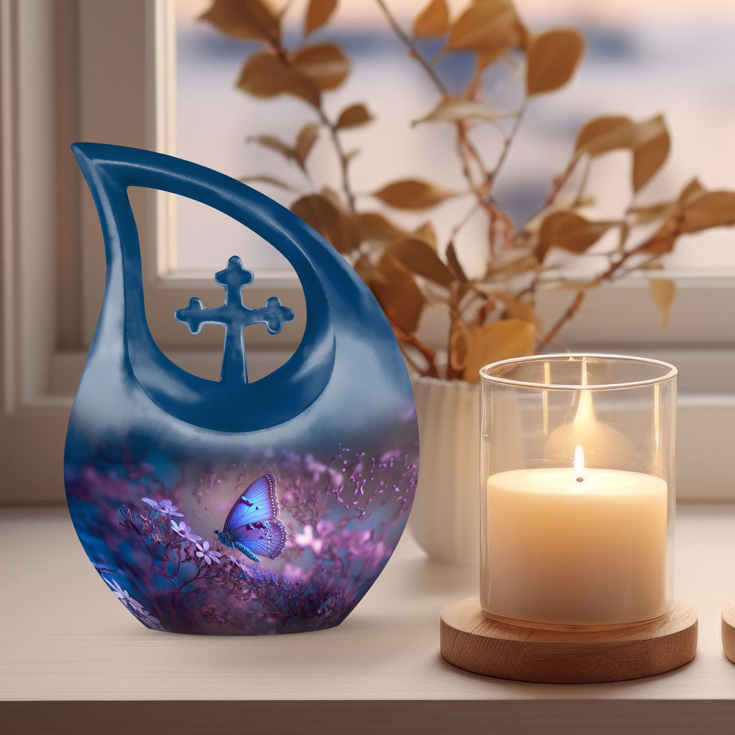 Purple Butterflies Urn