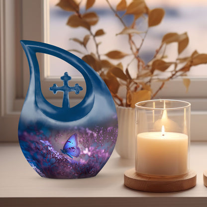 Purple Butterflies Urn
