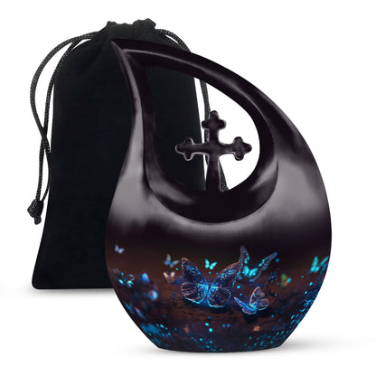 Blue Butterflies Urn