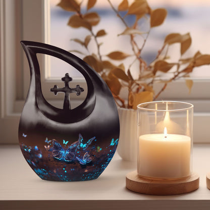 Blue Butterflies Urn