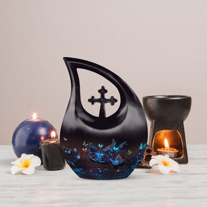 Blue Butterflies Urn