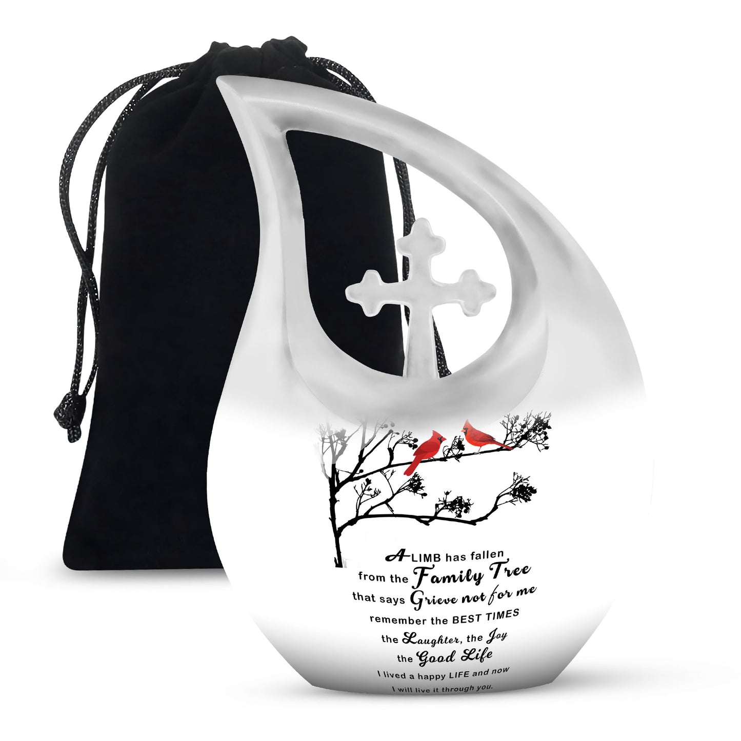 Beautiful Message cross drop design Aluminium Marble Urn