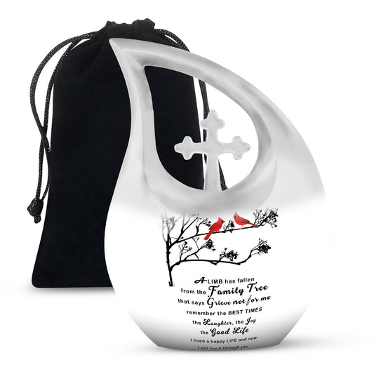 Beautiful Message cross drop design Aluminium Marble Urn