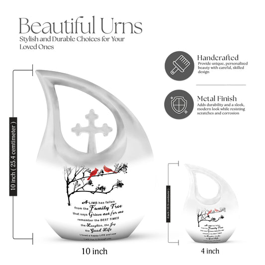 Beautiful Message cross drop design Aluminium Marble Urn