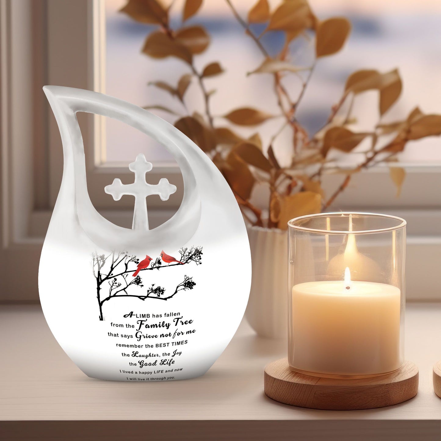 Beautiful Message cross drop design Aluminium Marble Urn