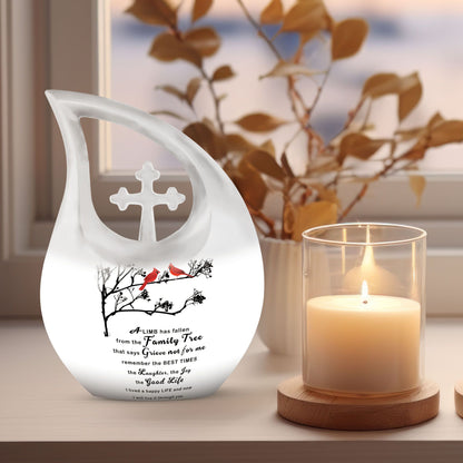 Beautiful Message cross drop design Aluminium Marble Urn