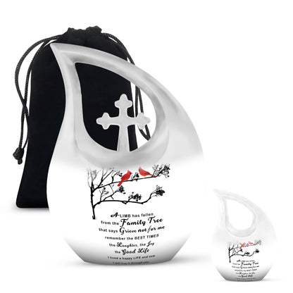 Beautiful Message cross drop design Aluminium Marble Urn