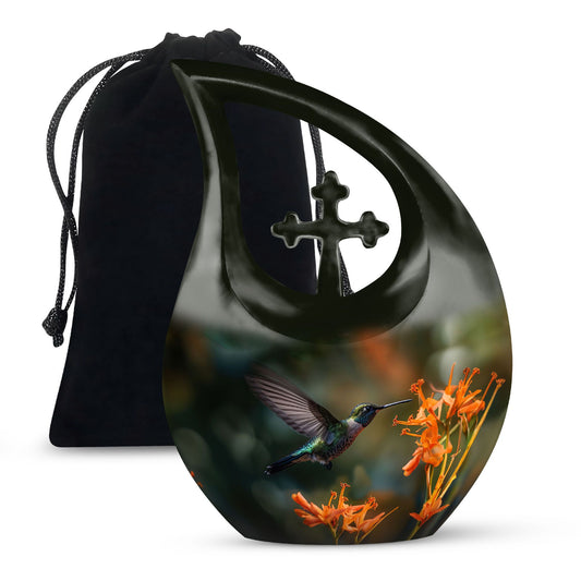 10-Inch Deer themed Cross Drop Aluminium Urn