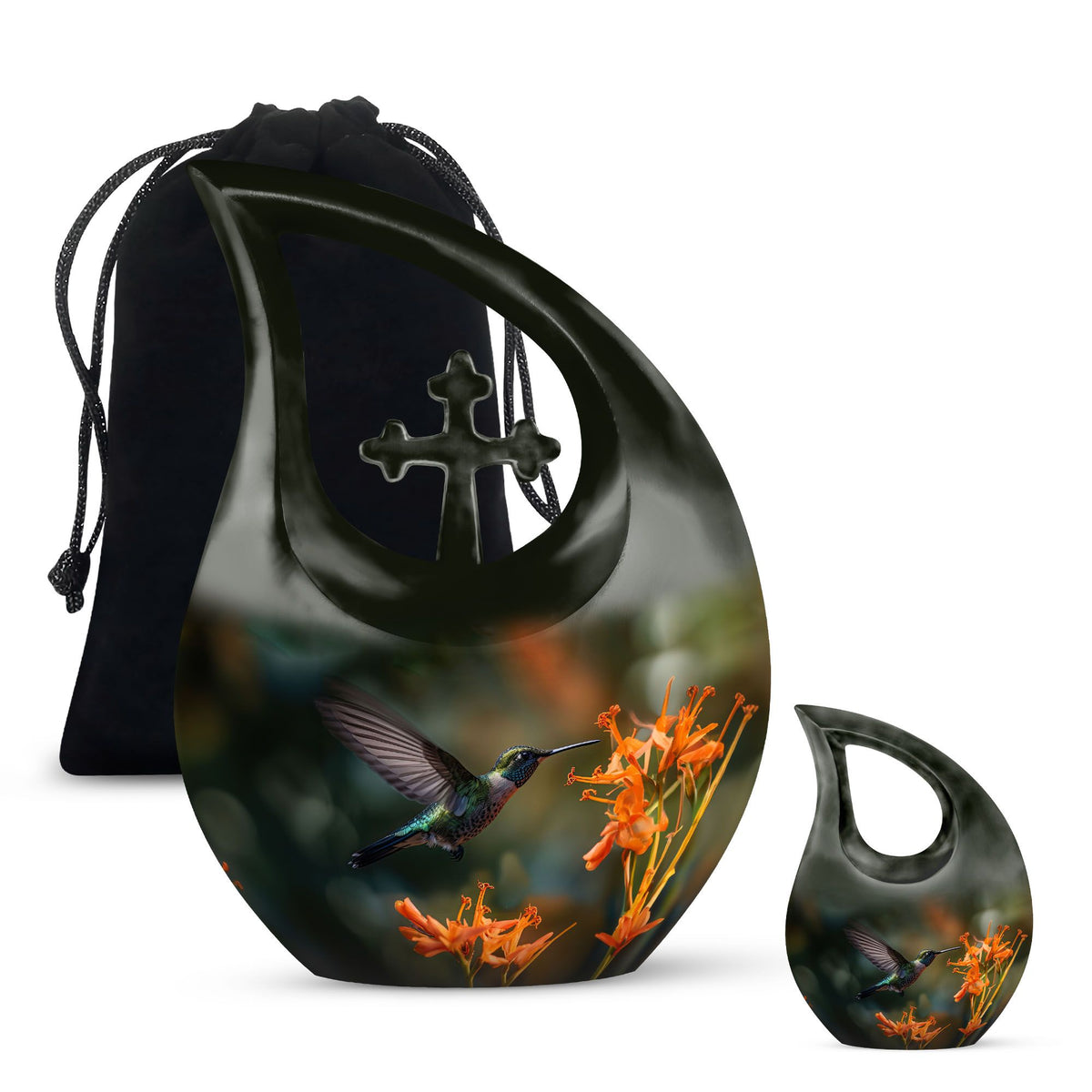 10-Inch Deer themed Cross Drop Aluminium Urn