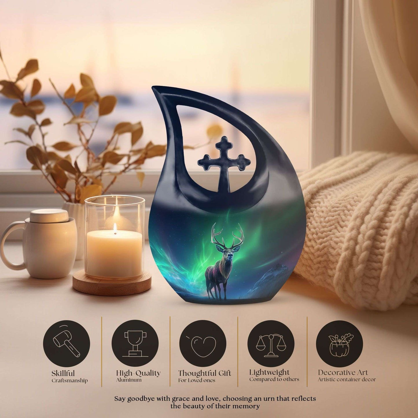 Aurora 10-inch Cross Drop urn