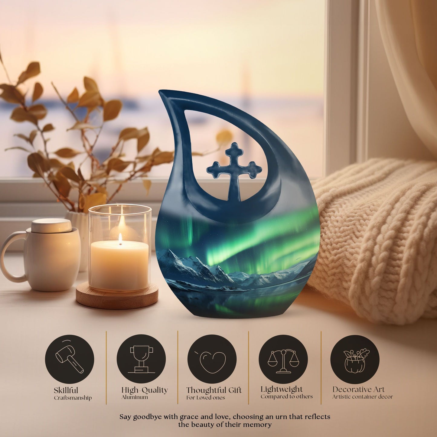 10 Inch Aurora Northern Lights Urn
