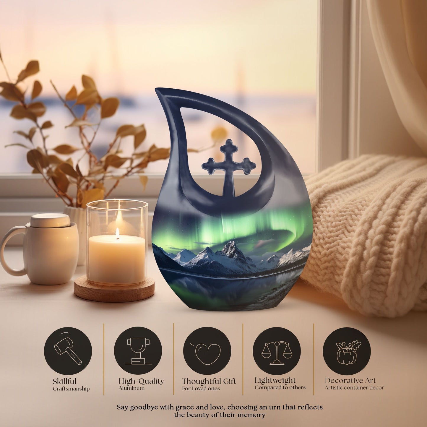 Aurora Urn: Affordable 10-inch Aluminium Large Urn 