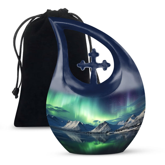 10 Inch Cross Drop Aurora Urn, 