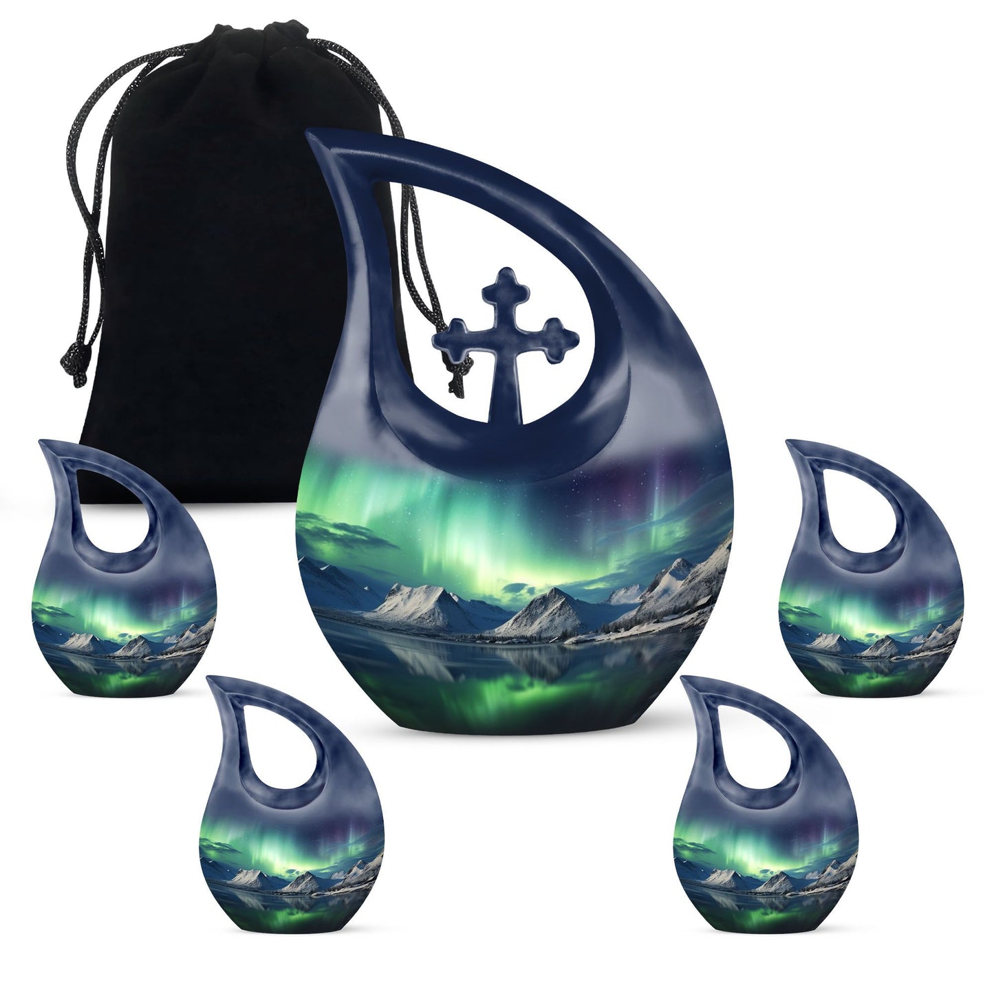 10 Inch Cross Drop Aurora Urn, 