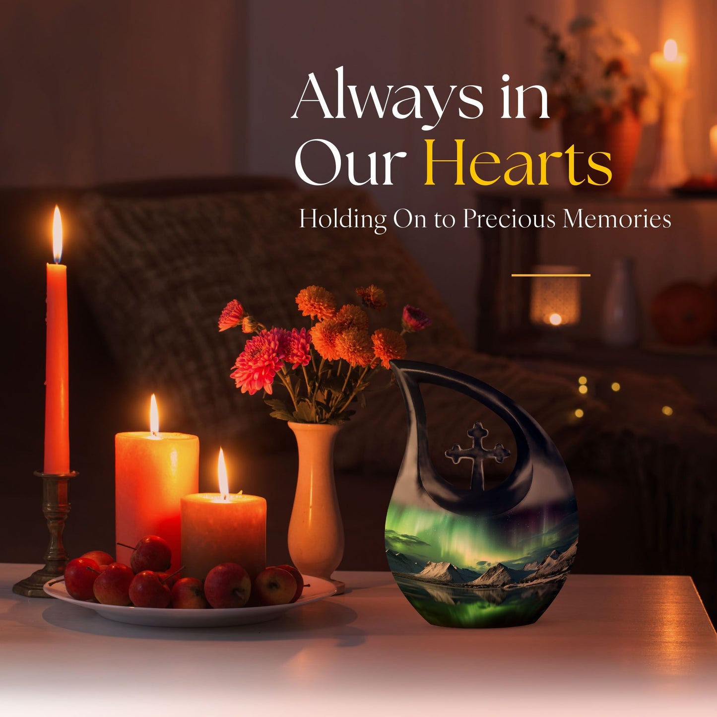 10 Inch Cross Drop Aurora Urn, 