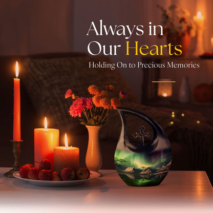 10 Inch Cross Drop Aurora Urn, 