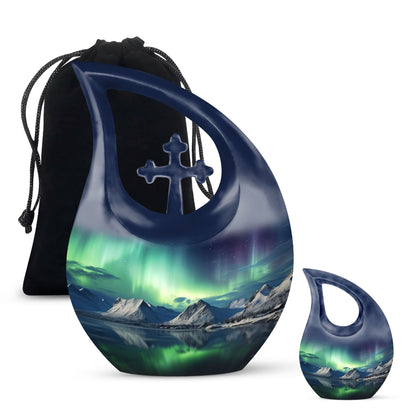 10 Inch Cross Drop Aurora Urn, 