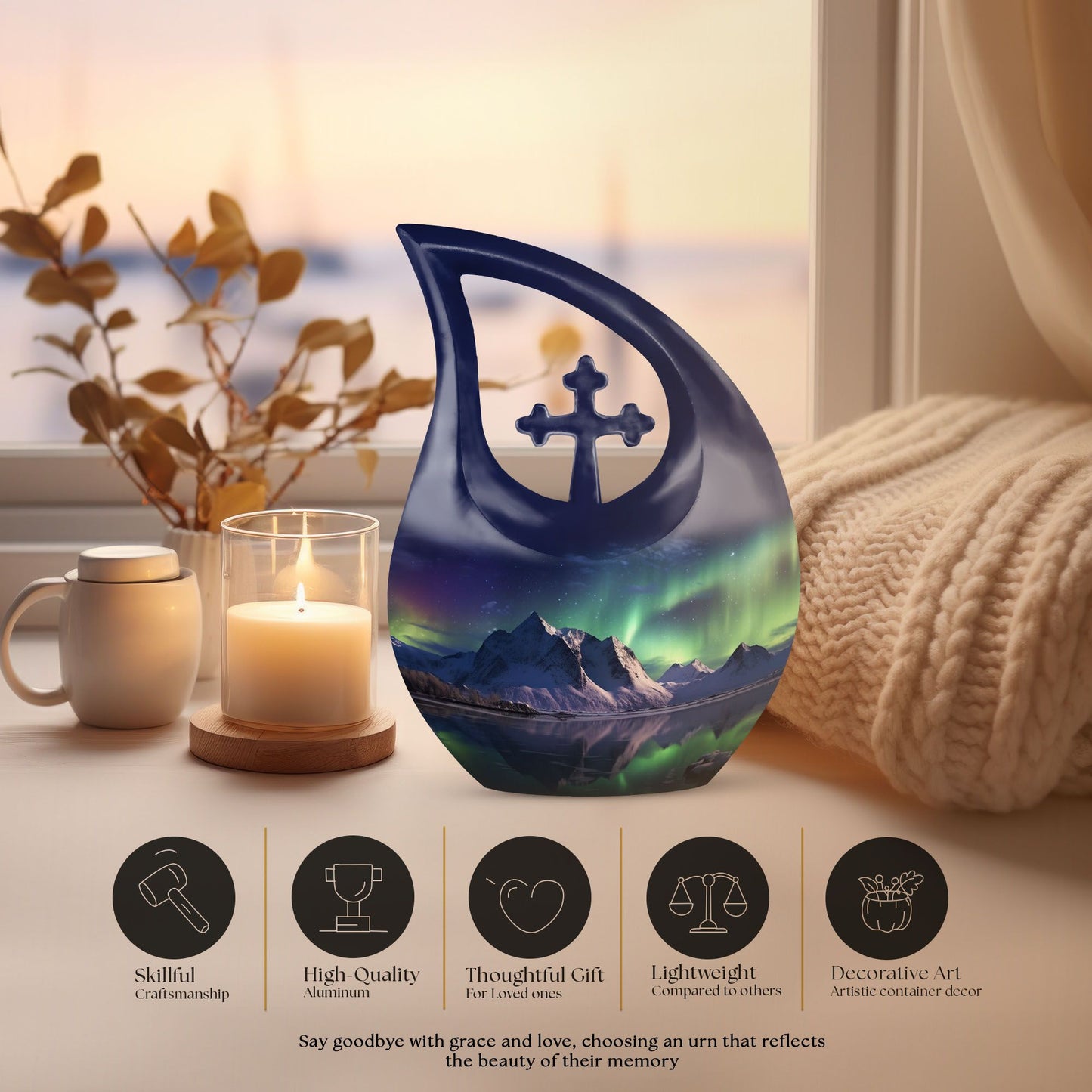 Aurora Urn, 10-inch Northern Lights Urn