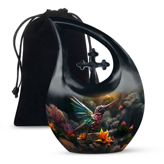 10-inch Humming Bird Cross Drop Urn
