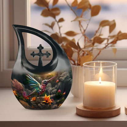 10-inch Humming Bird Cross Drop Urn