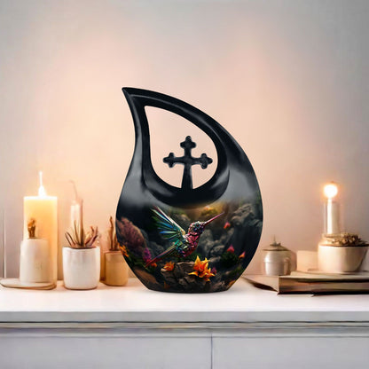 10-inch Humming Bird Cross Drop Urn