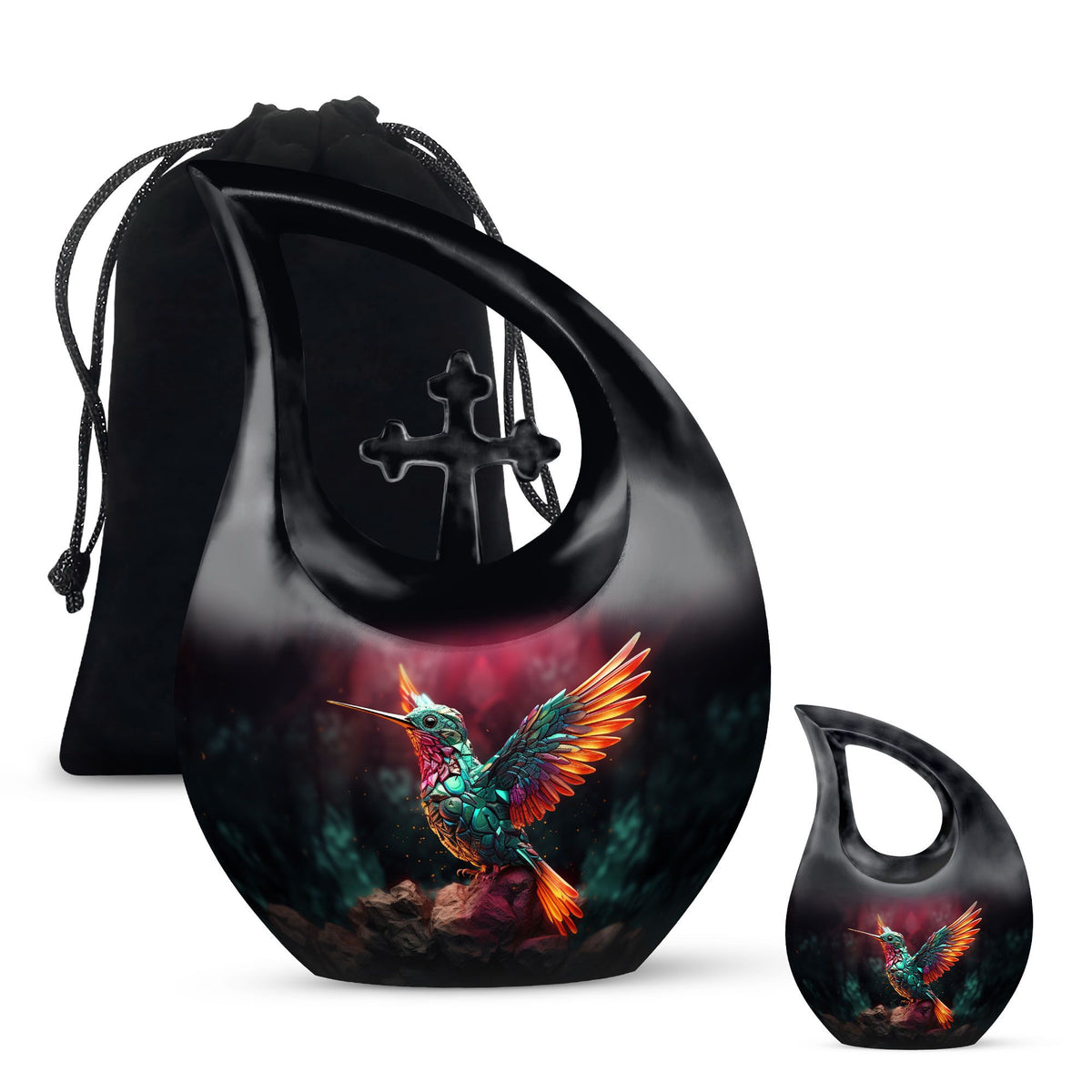 Cardinal Bird Cross Drop large urn 