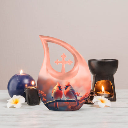 Cross Drop designed, 10-inch Cardinal Bird Urn