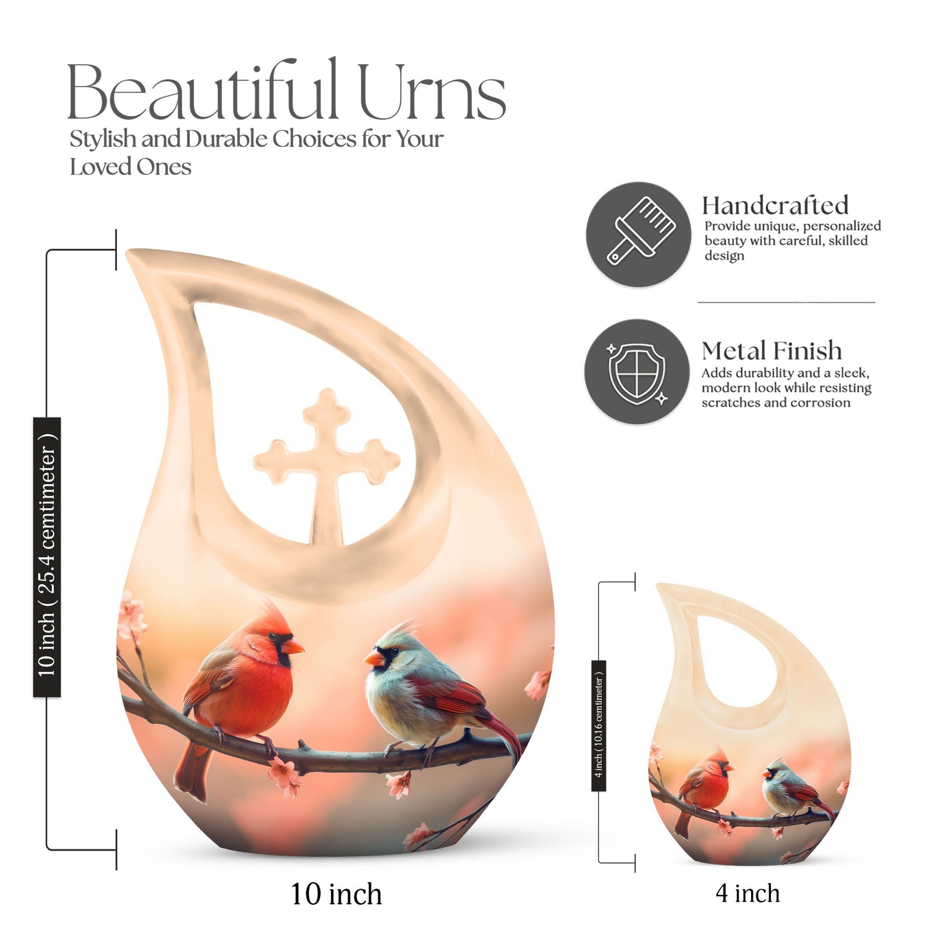 10 inch Cardinal Bird Urn