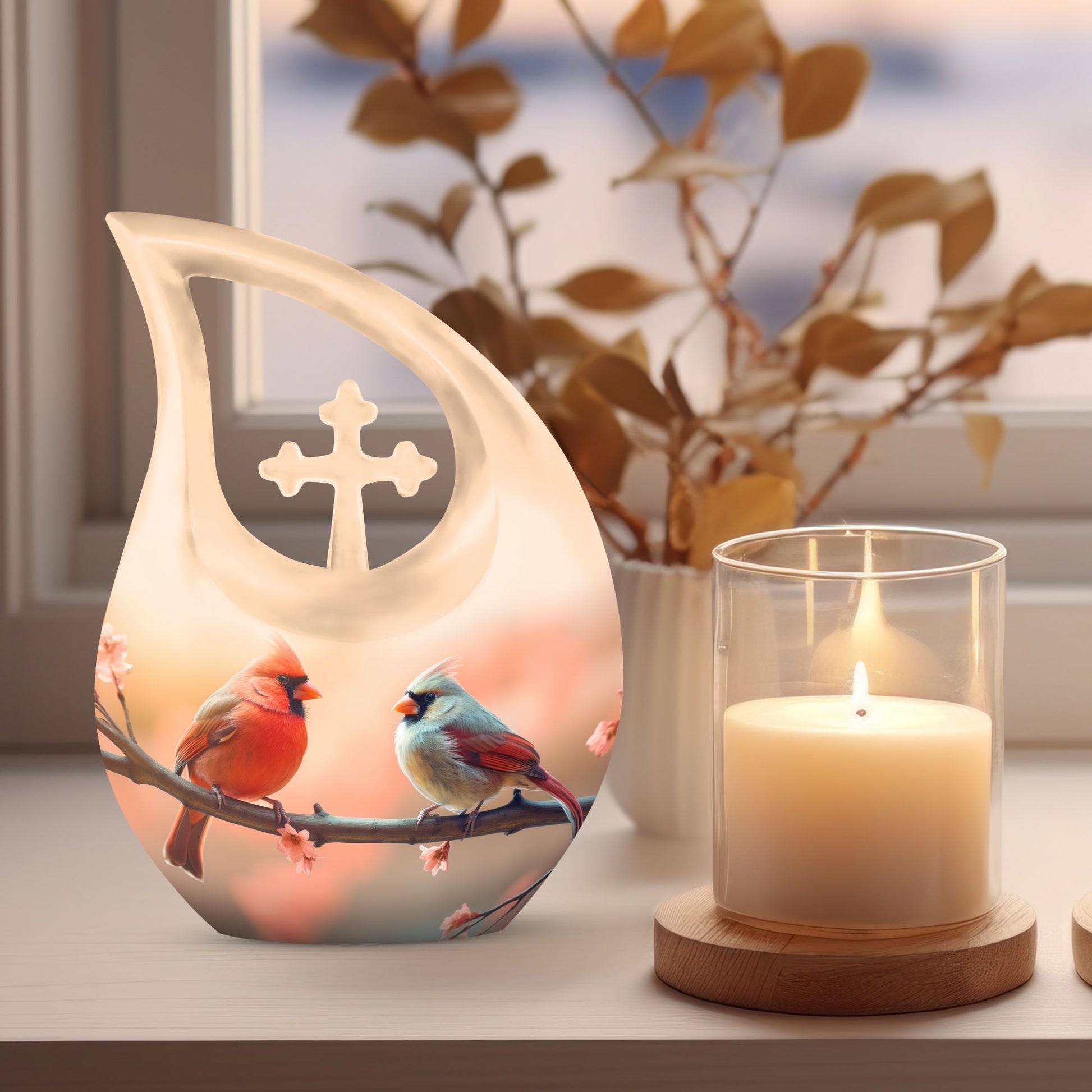 10 inch Cardinal Bird Urn