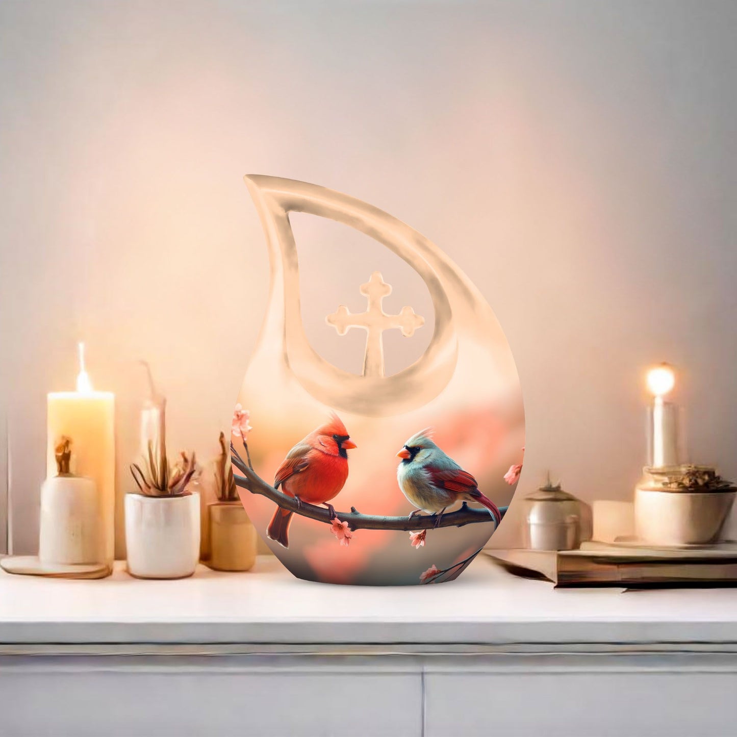 10 inch Cardinal Bird Urn