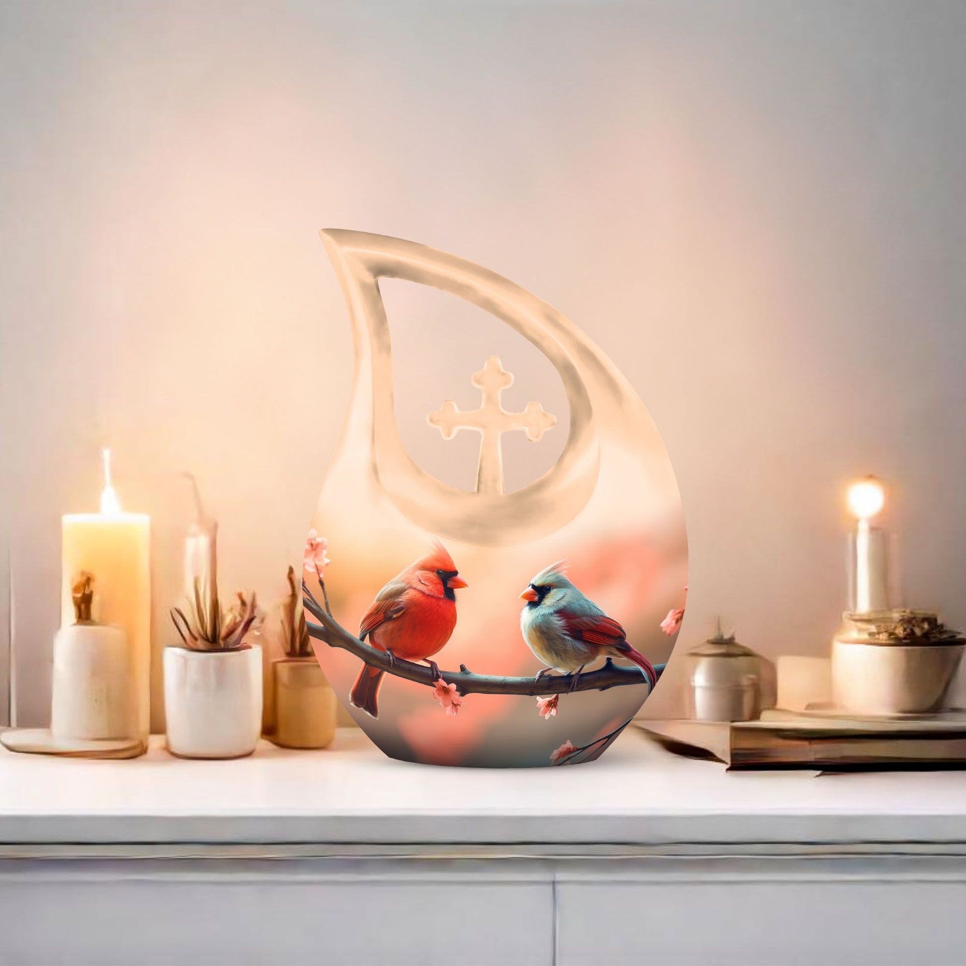 10 inch Cardinal Bird Urn