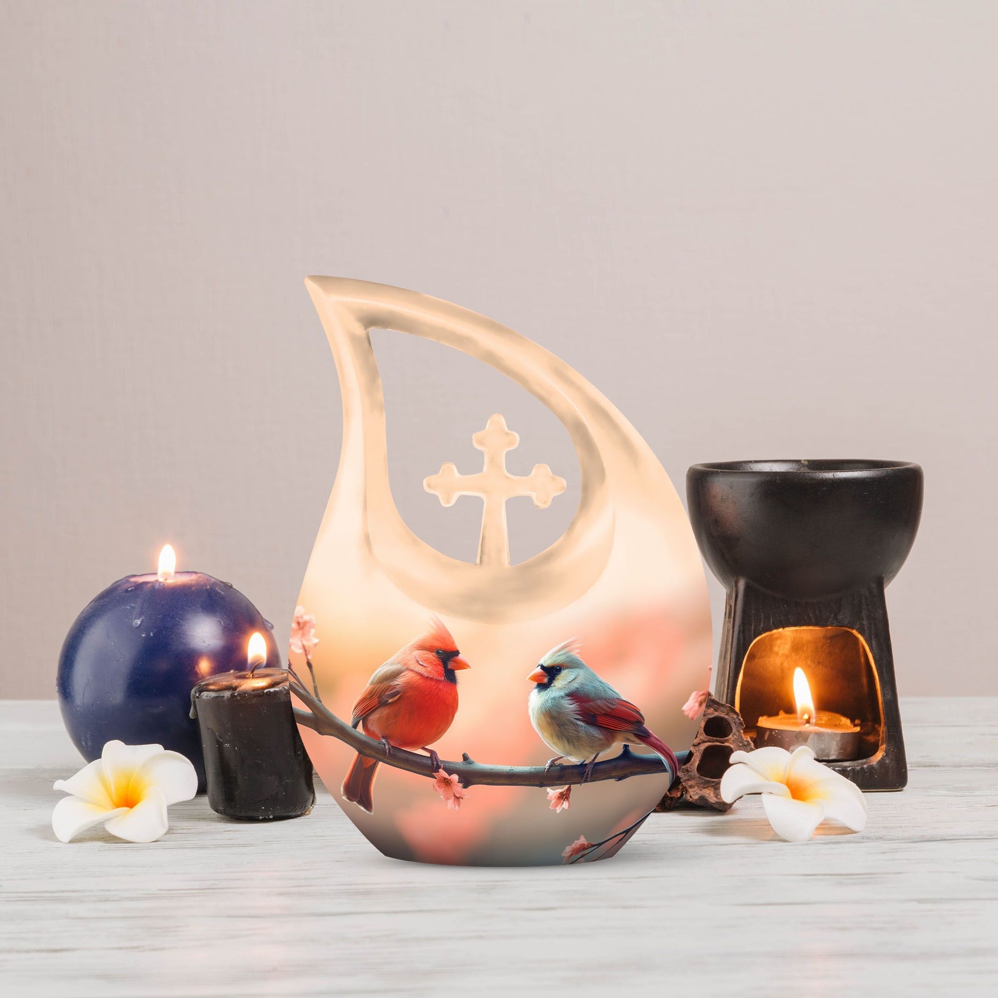 10 inch Cardinal Bird Urn