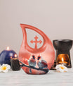10 Inch Cross Drop Design Cardinal Bird Urn