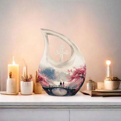 10-inch Memorial 'A Moment Under' Cross Drop Urn, 
