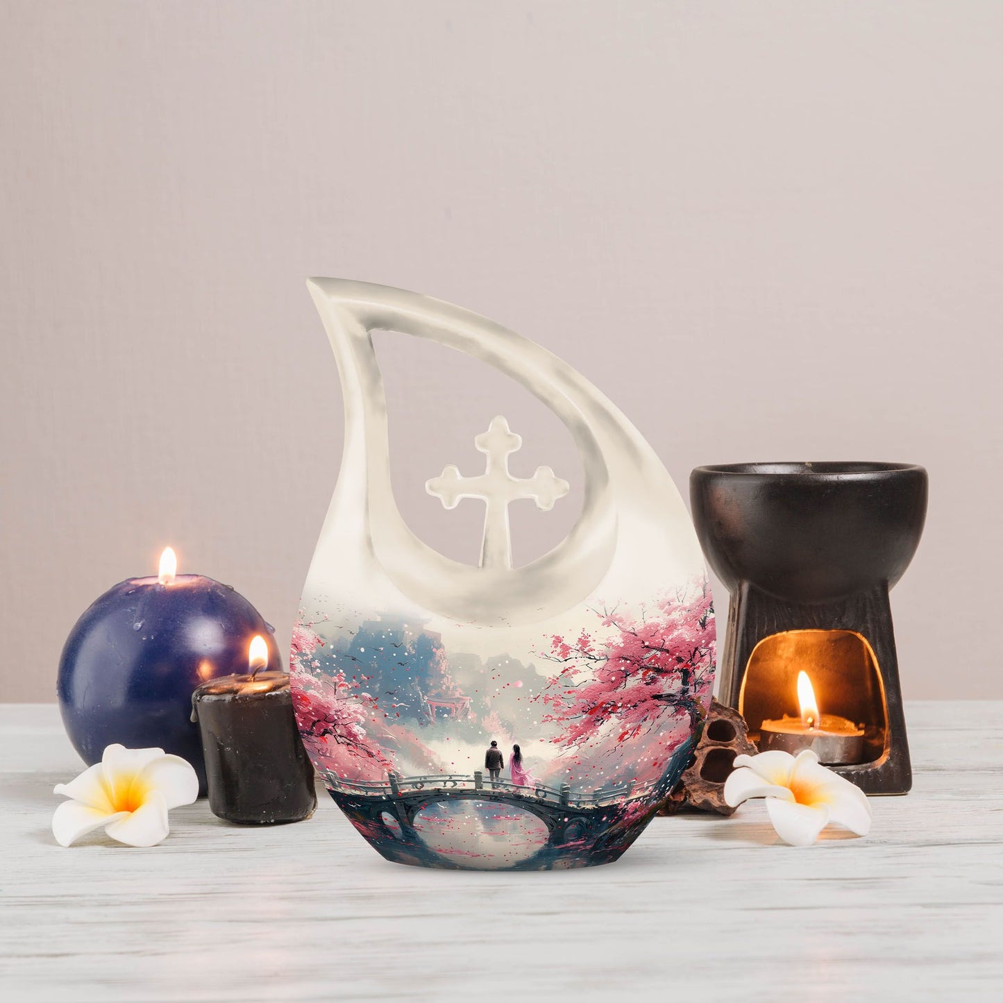 10-inch Memorial 'A Moment Under' Cross Drop Urn, 