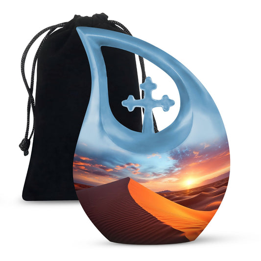 Cross Drop design Dusk's Warmth Over Urn