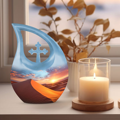 Cross Drop design Dusk's Warmth Over Urn