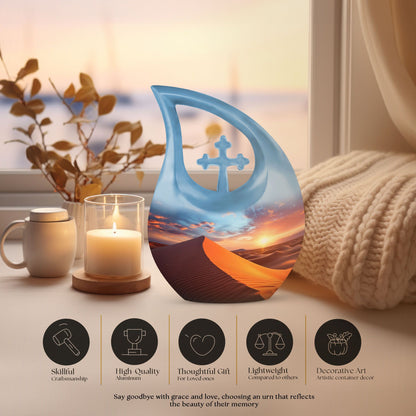 Cross Drop design Dusk's Warmth Over Urn