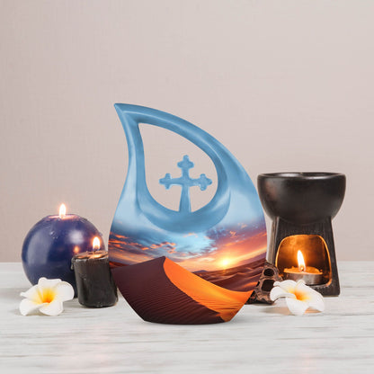 Cross Drop design Dusk's Warmth Over Urn