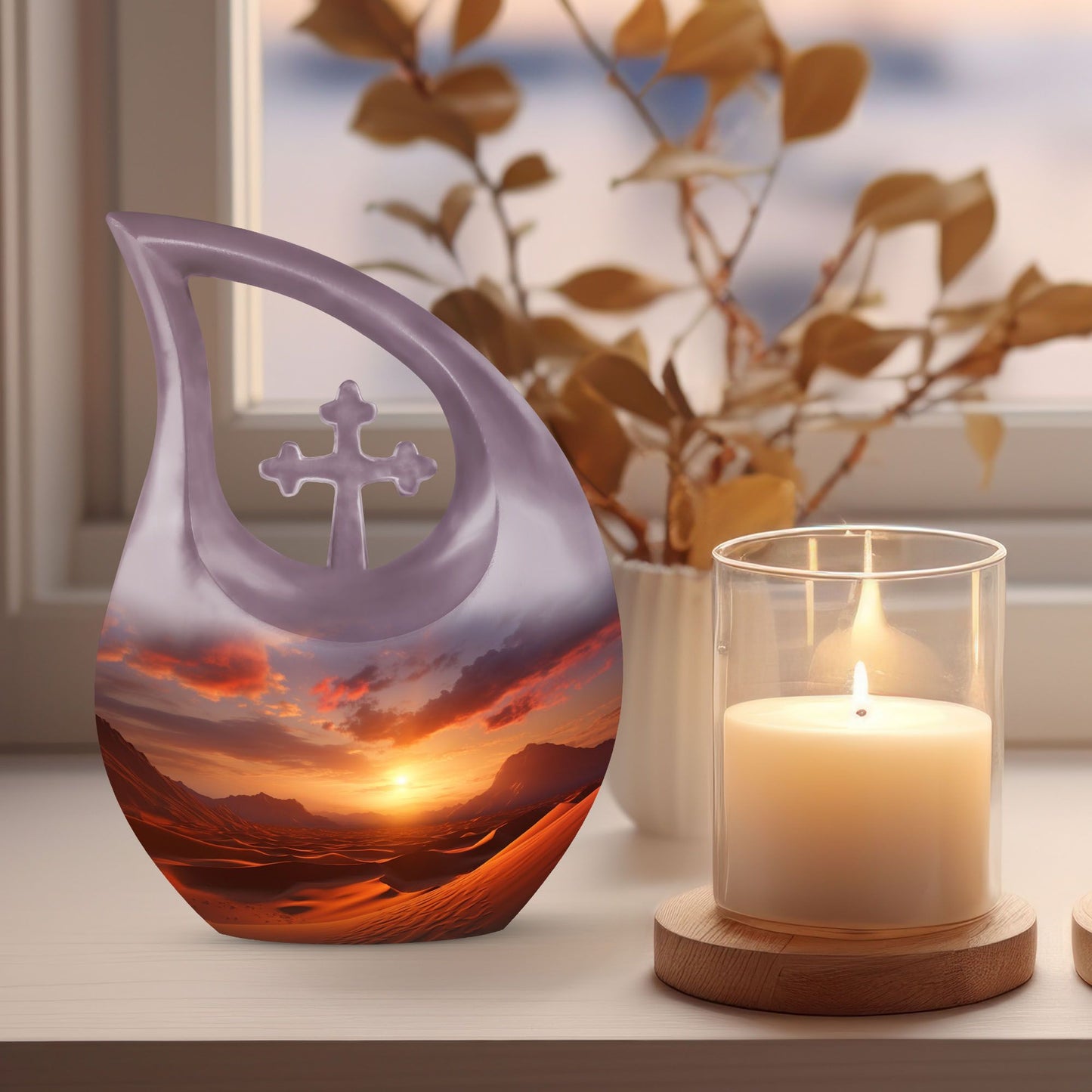 design Fiery Desert-themed Aluminium Urn 