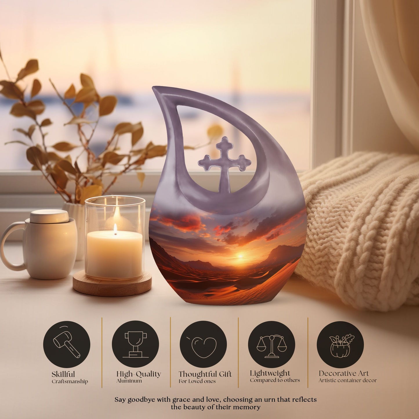 design Fiery Desert-themed Aluminium Urn 