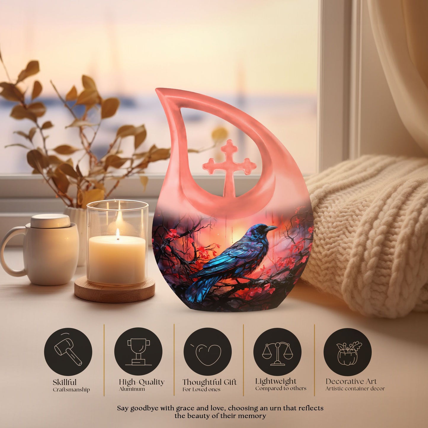 10 inch The Luminous Flight memorial urn