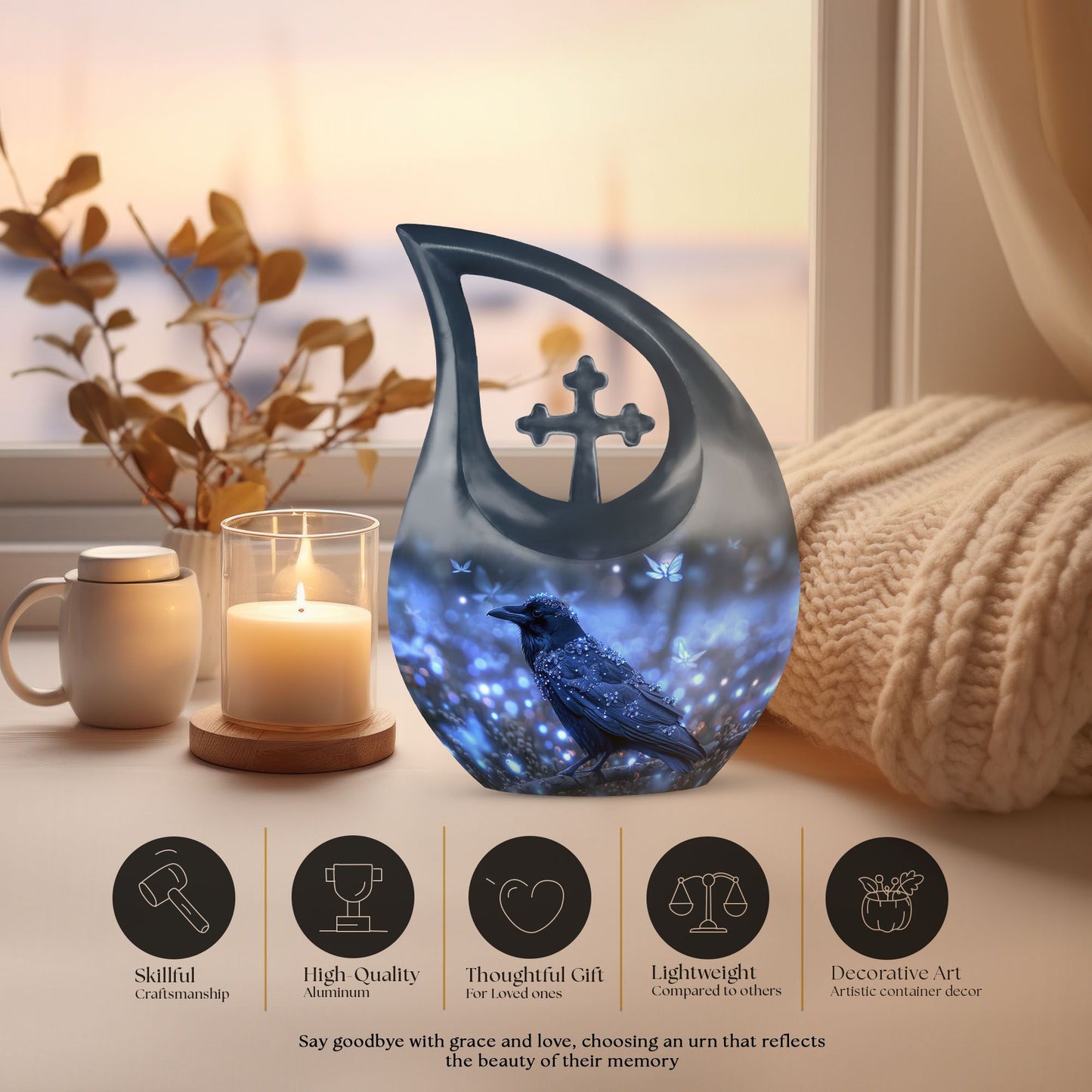 10-inch A Feline's Underwater Cross Drop urn