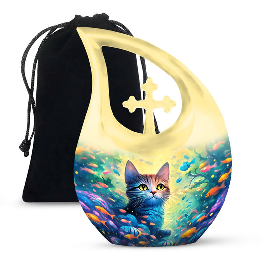 Feline's Enchanted Aluminium Urn