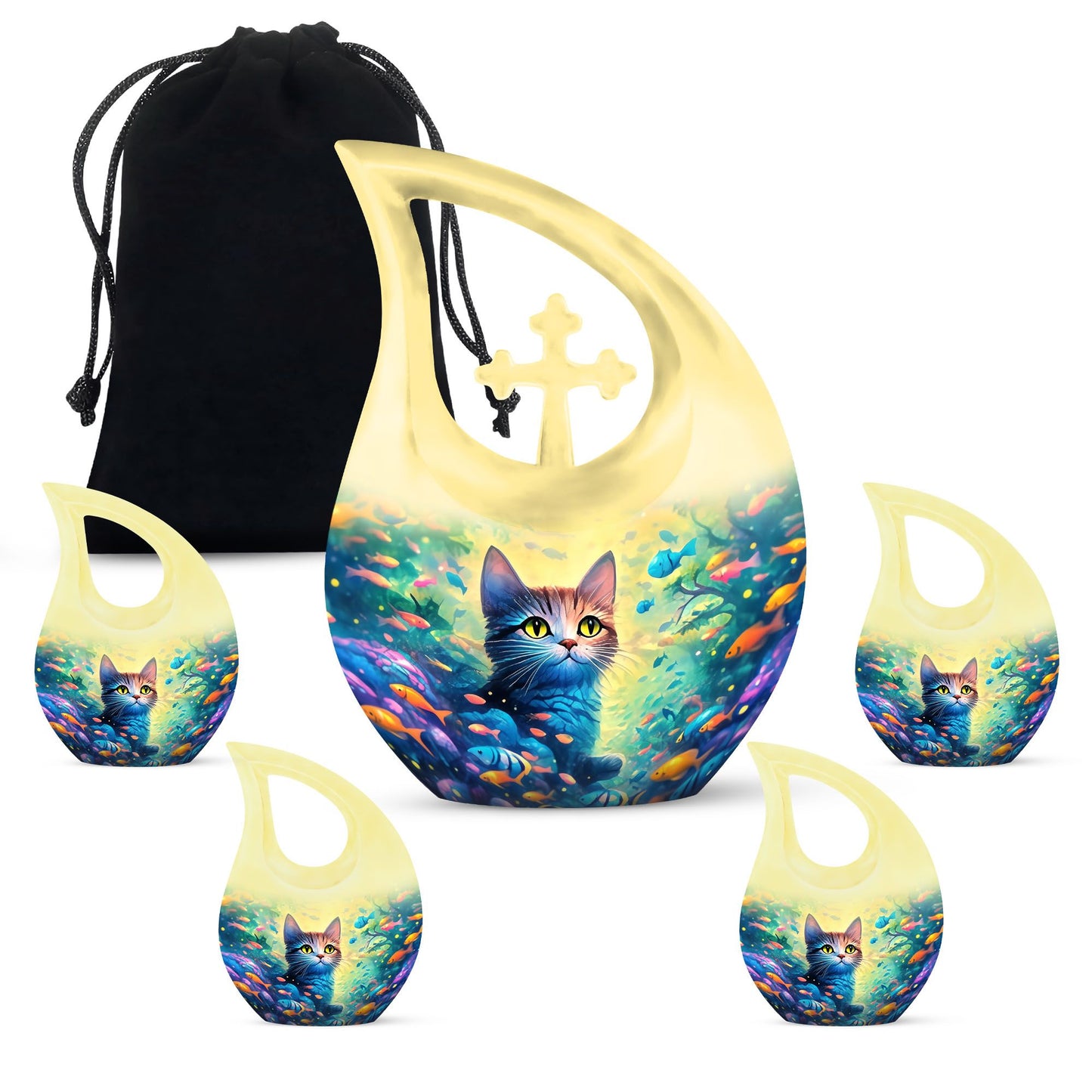 Feline's Enchanted Aluminium Urn