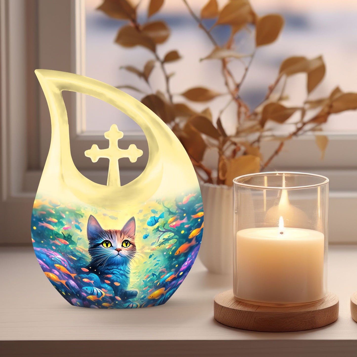 Feline's Enchanted Aluminium Urn